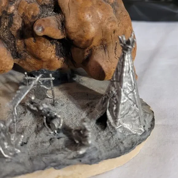 Ken Dettling Artist Sculpture 1983 Pewter Miniatures of Old West "Indian Villag" - Picture 2 of 11